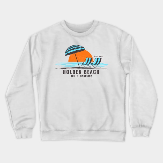 Sitting by Shore at Holden Beach, NC Crewneck Sweatshirt by Contentarama